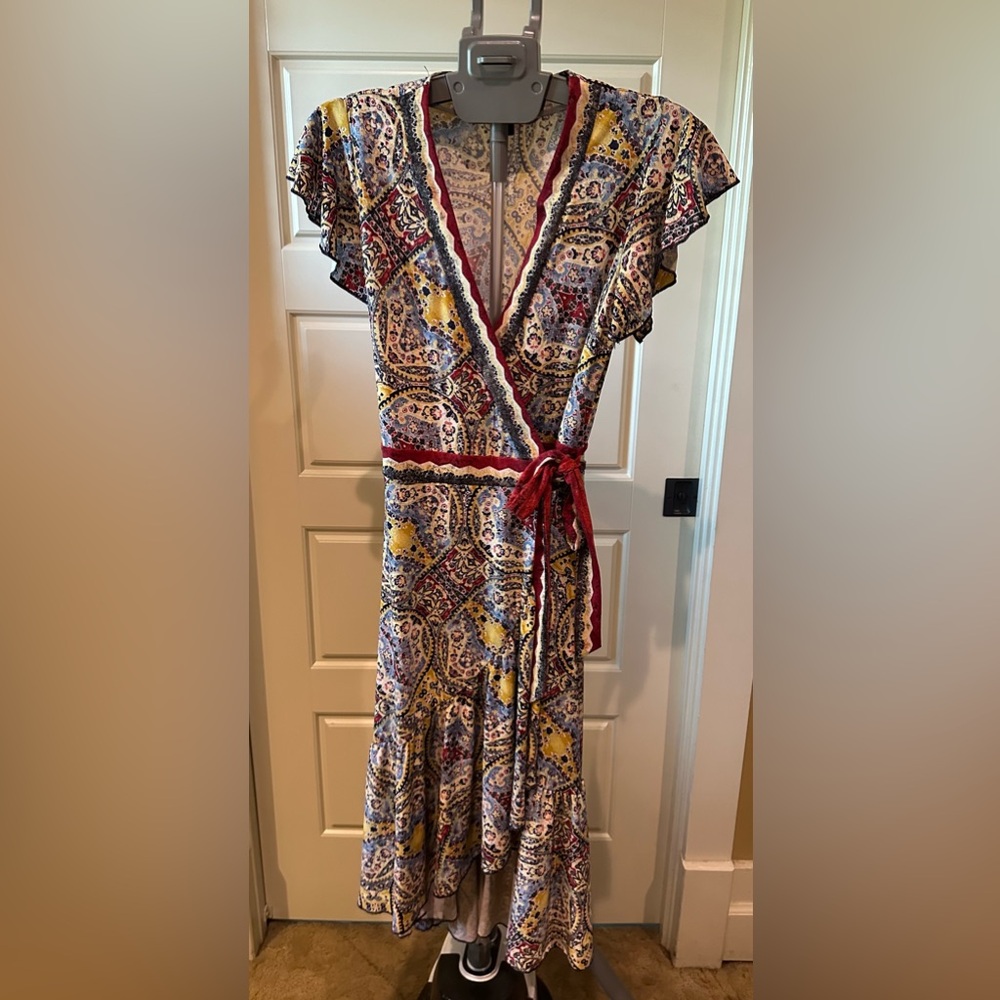 NWOT BCBG multi color wrap around dress size XS